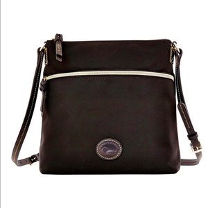 Dooney & Bourke black nylon with black leather strap crossbody